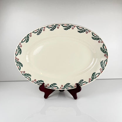 Grand plat ovale "houx" terre de fer