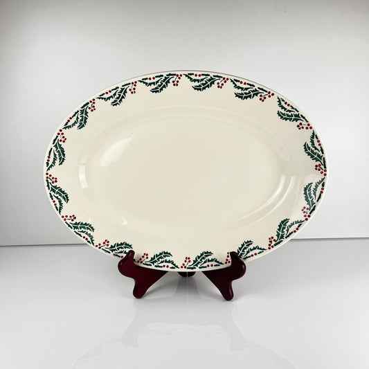 Grand plat ovale "houx" terre de fer