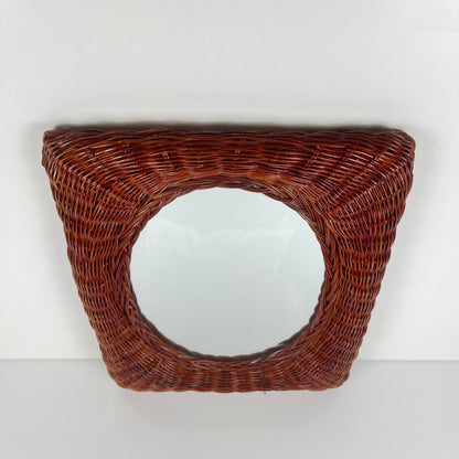 Petit Miroir en osier tressé, 1960