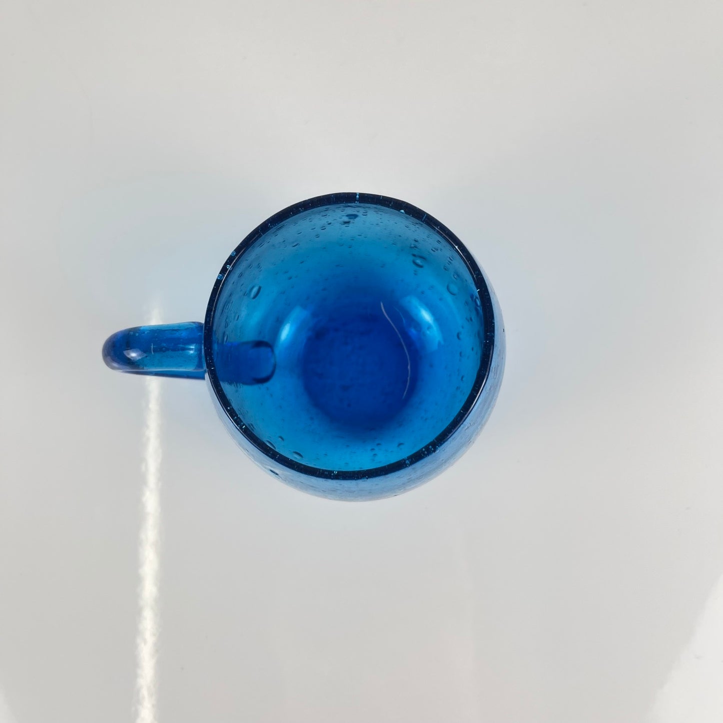 9-person punch set, Biot style, cobalt blue bubble glass, 1970s