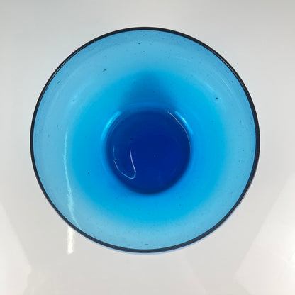 9-person punch set, Biot style, cobalt blue bubble glass, 1970s