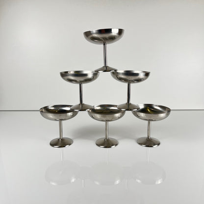 Set de 6 coupe à glace / champagne en inox, Guy Degrenne