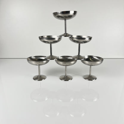 Set de 6 coupe à glace / champagne en inox, Guy Degrenne