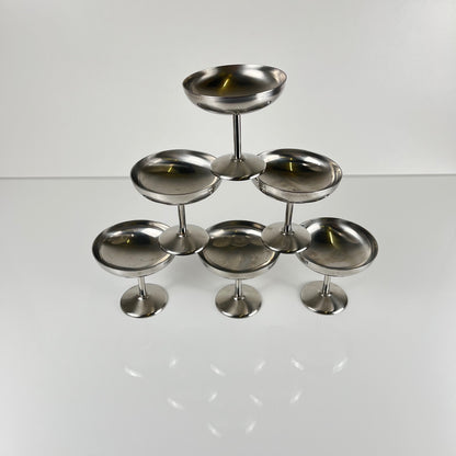 Set de 6 coupe à glace / champagne en inox, Guy Degrenne