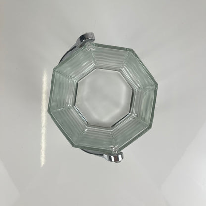 Sceau à glaçon octogonal en verre et anse en métal, 1970/80, france