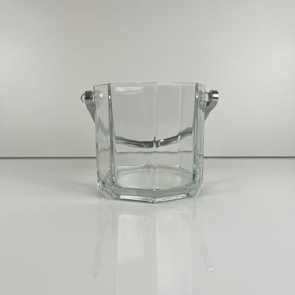Sceau à glaçon octogonal en verre et anse en métal, 1970/80, france