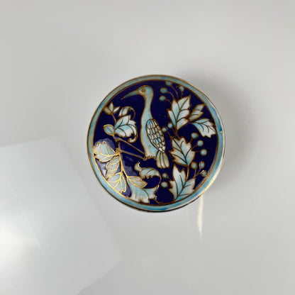 Chinese blue porcelain box with bird and flower motif, Guangxu style, 20th century