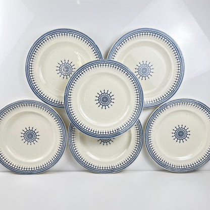 Set of 6 flat plates, Terre de fer model "Alhambra", late 19th century.