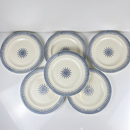 Set of 6 flat plates, Terre de fer model "Alhambra", late 19th century.