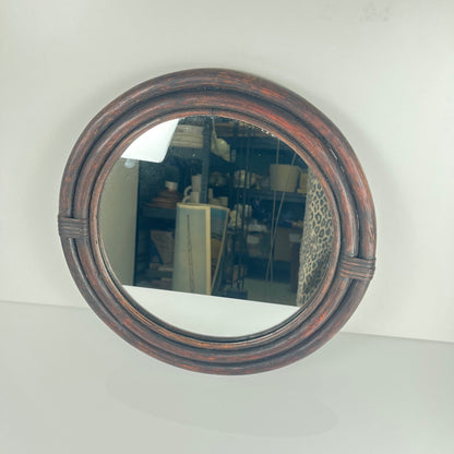 Round rattan mirror, 1970