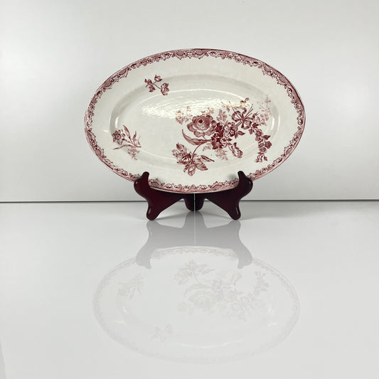 Plat ovale "Fontange" Sarreguemines , rouge
