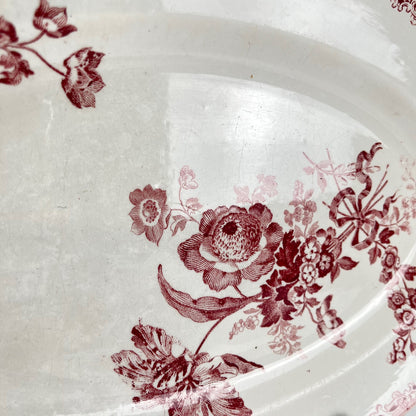 Oval dish "Fontange" Sarreguemines, red