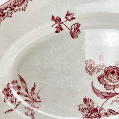 Oval dish "Fontange" Sarreguemines, red