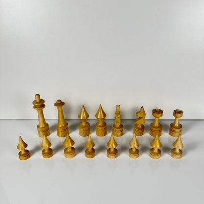 Grand Échiquier vintage artisanal en bois massif 46 cm
