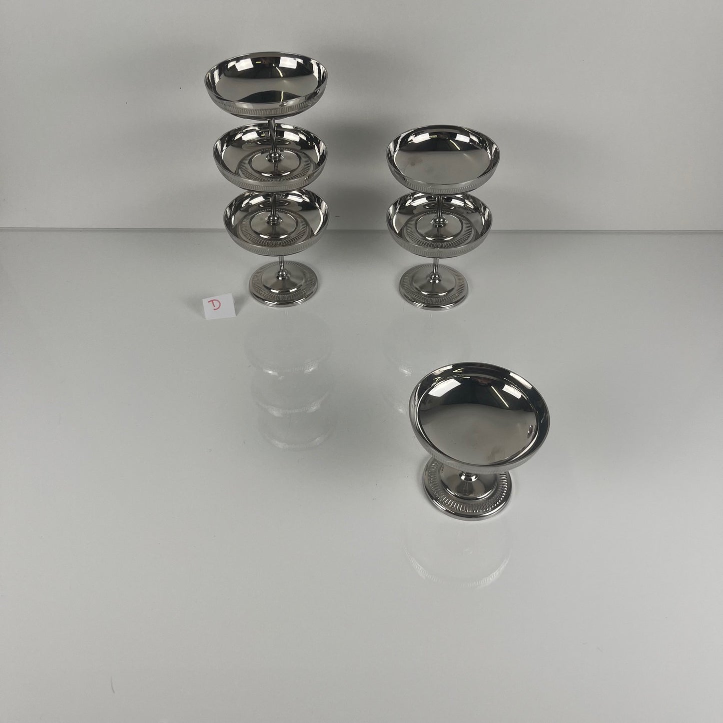 Set of 6 metal ice cream cups, 1970