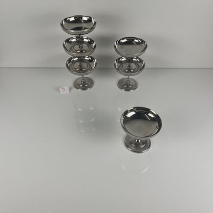 Set of 6 metal ice cream cups, 1970