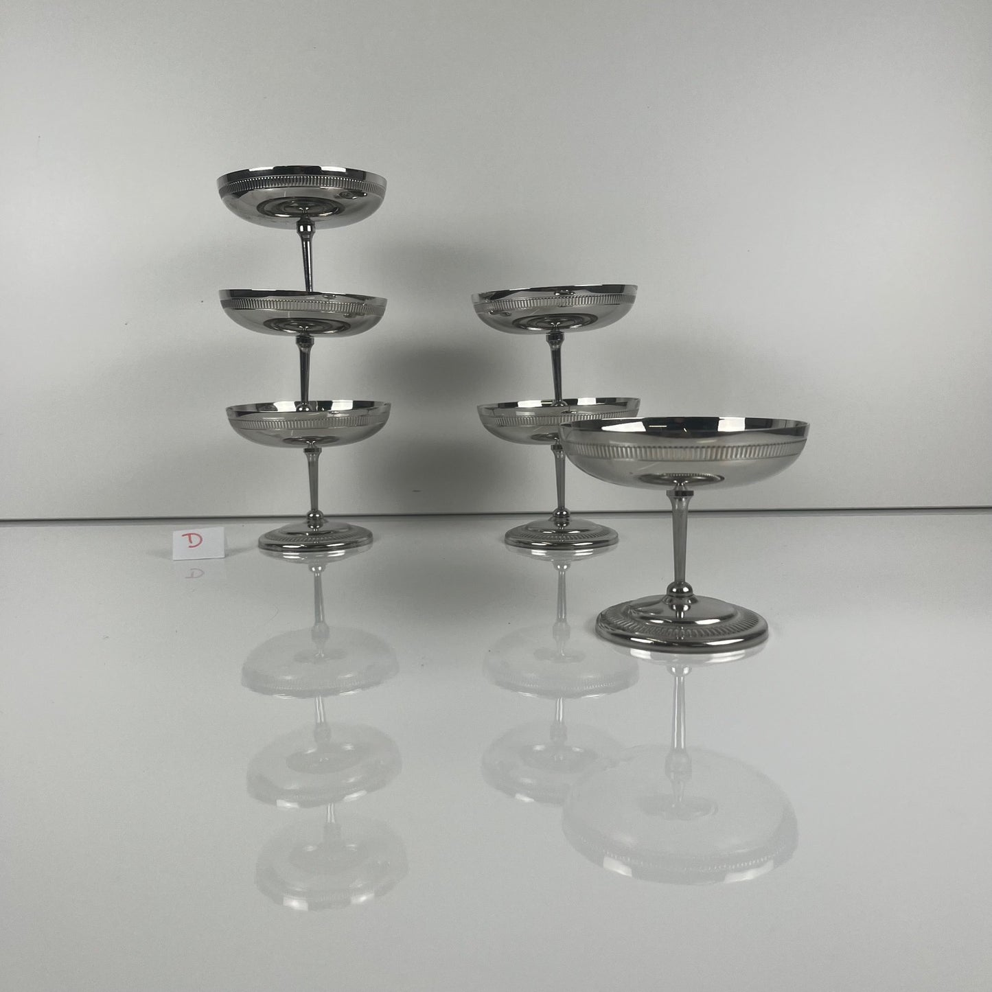 Set of 6 metal ice cream cups, 1970