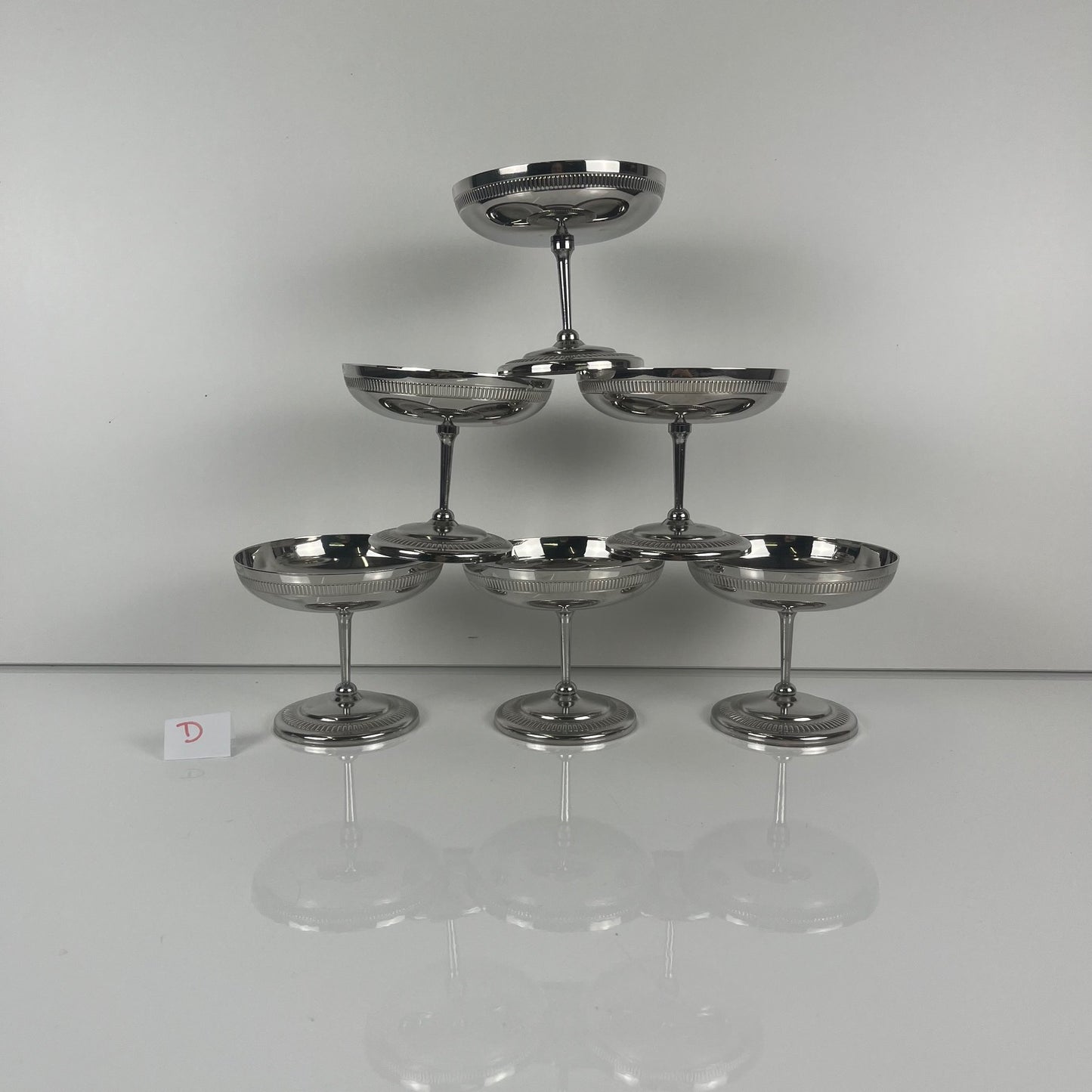 Set of 6 metal ice cream cups, 1970