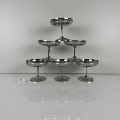 Set of 6 metal ice cream cups, 1970