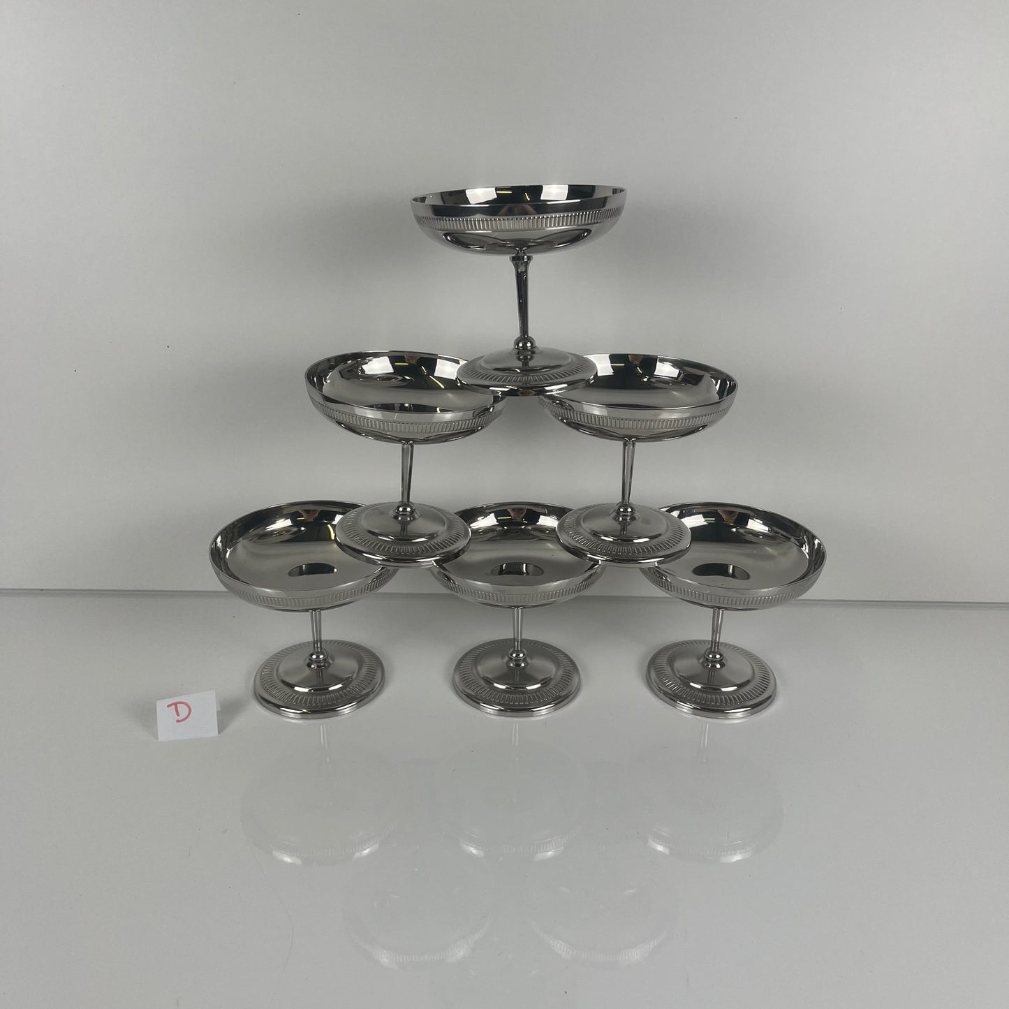 Set of 6 metal ice cream cups, 1970