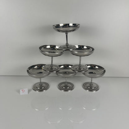 Set of 6 metal ice cream cups, 1970