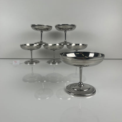 Set of 6 metal ice cream cups, 1970
