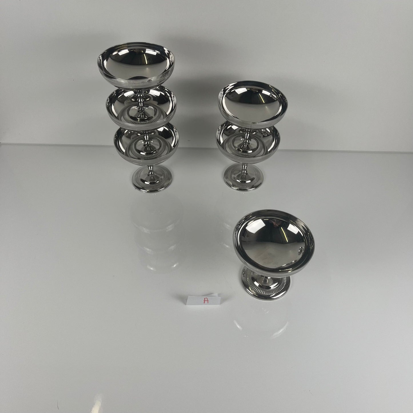 Set of 6 metal ice cream cups, 1970