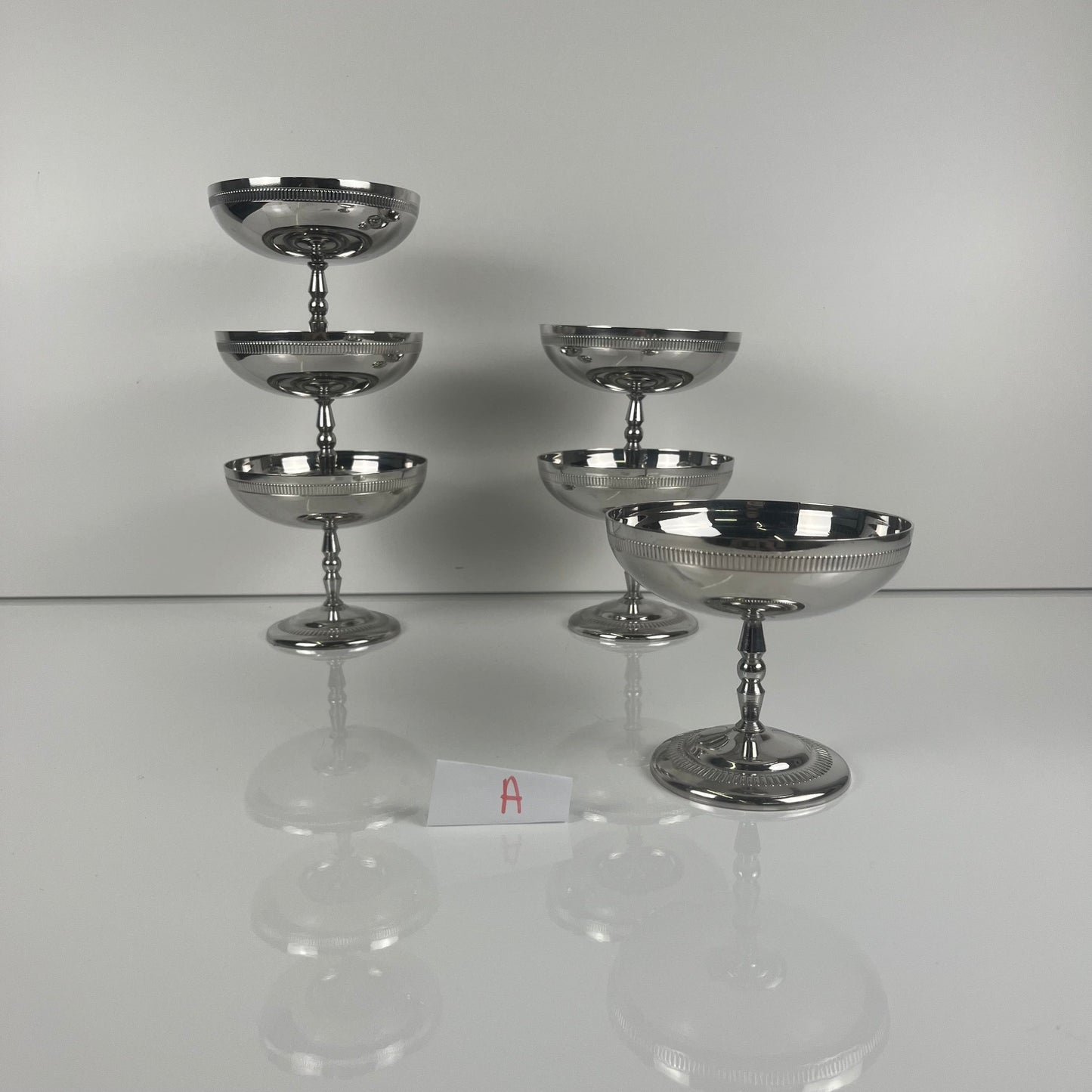 Set of 6 metal ice cream cups, 1970