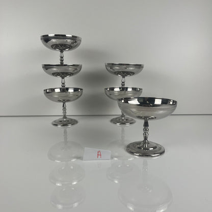 Set of 6 metal ice cream cups, 1970