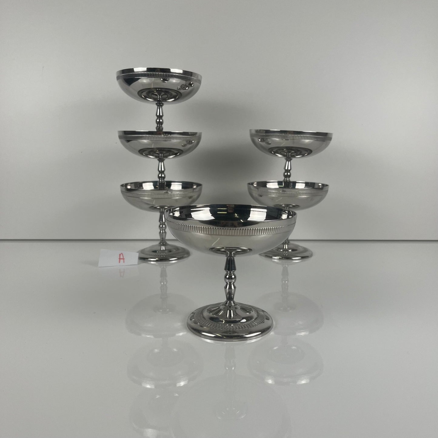 Set of 6 metal ice cream cups, 1970