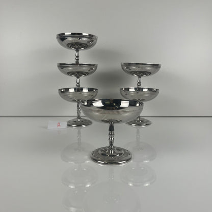 Set of 6 metal ice cream cups, 1970