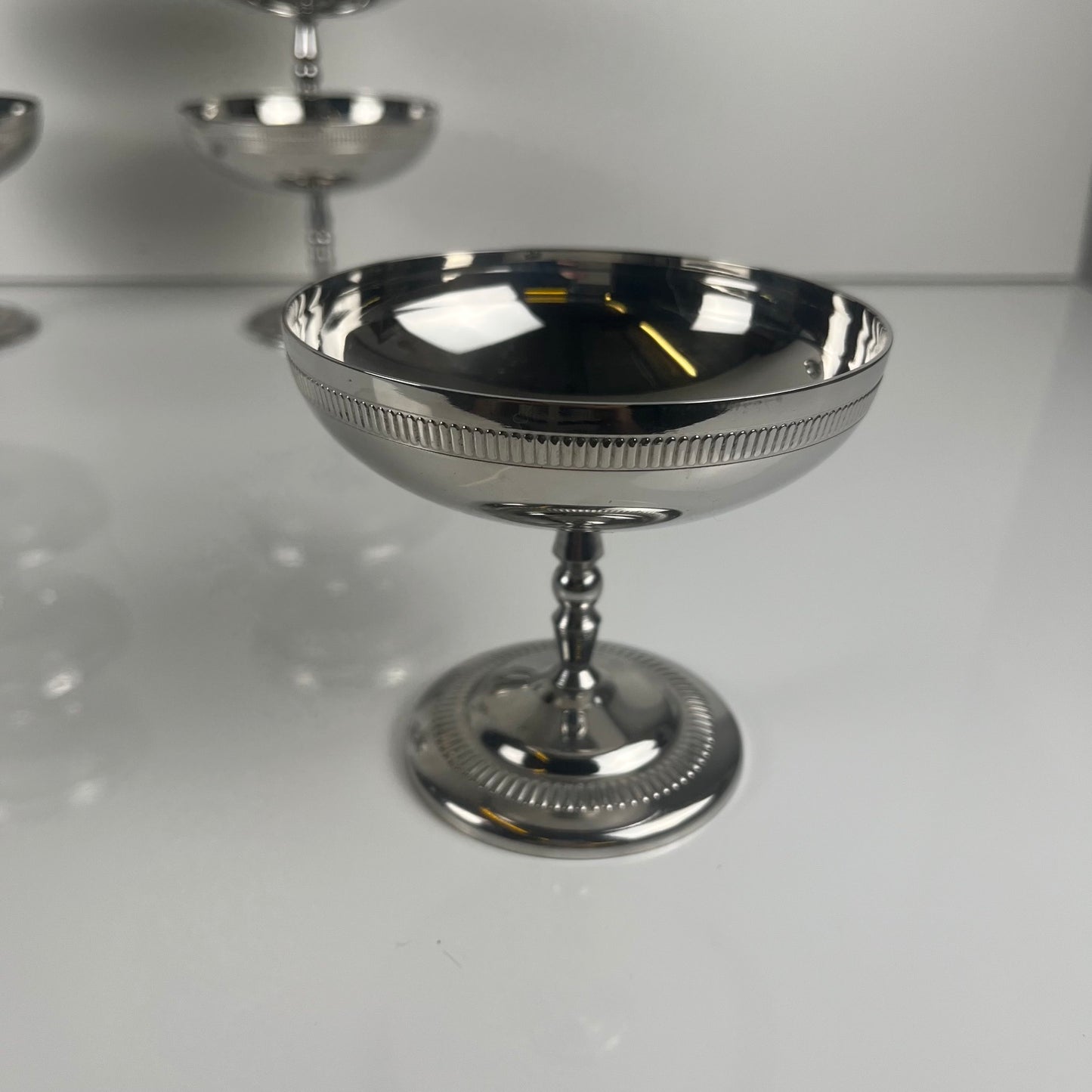 Set of 6 metal ice cream cups, 1970