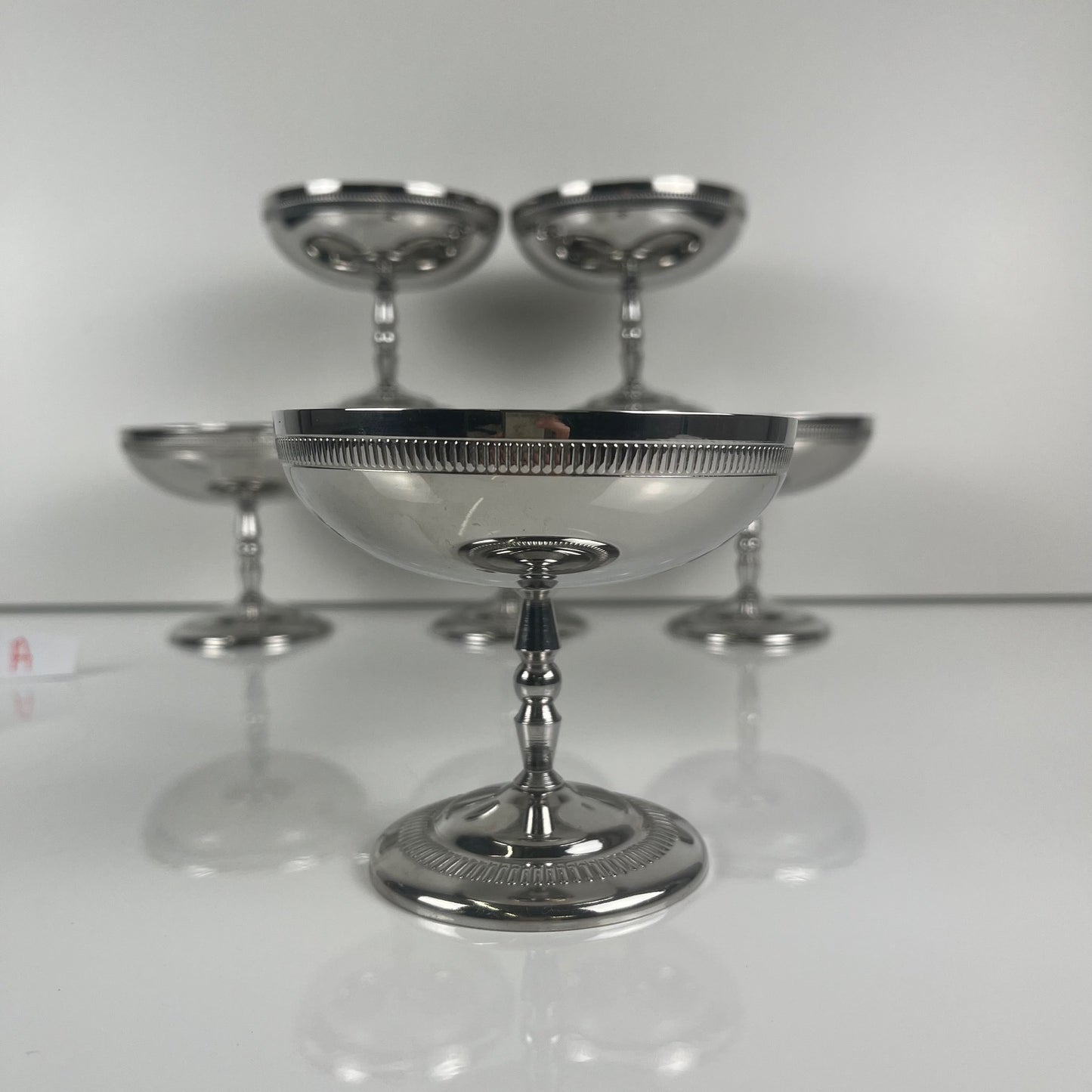 Set of 6 metal ice cream cups, 1970