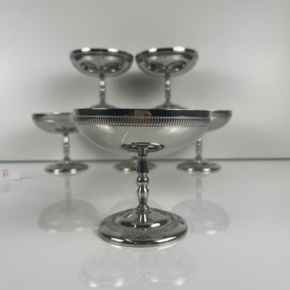 Set of 6 metal ice cream cups, 1970