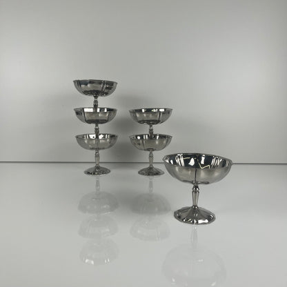 Set of 6 metal ice cream cups, 1970