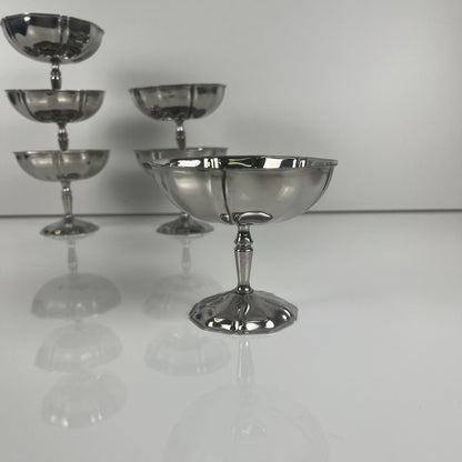 Set of 6 metal ice cream cups, 1970
