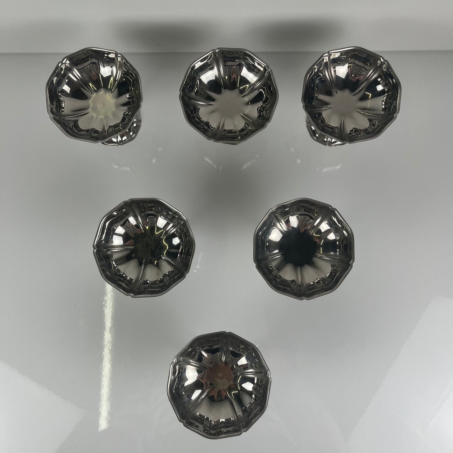 Set of 6 metal ice cream cups, 1970