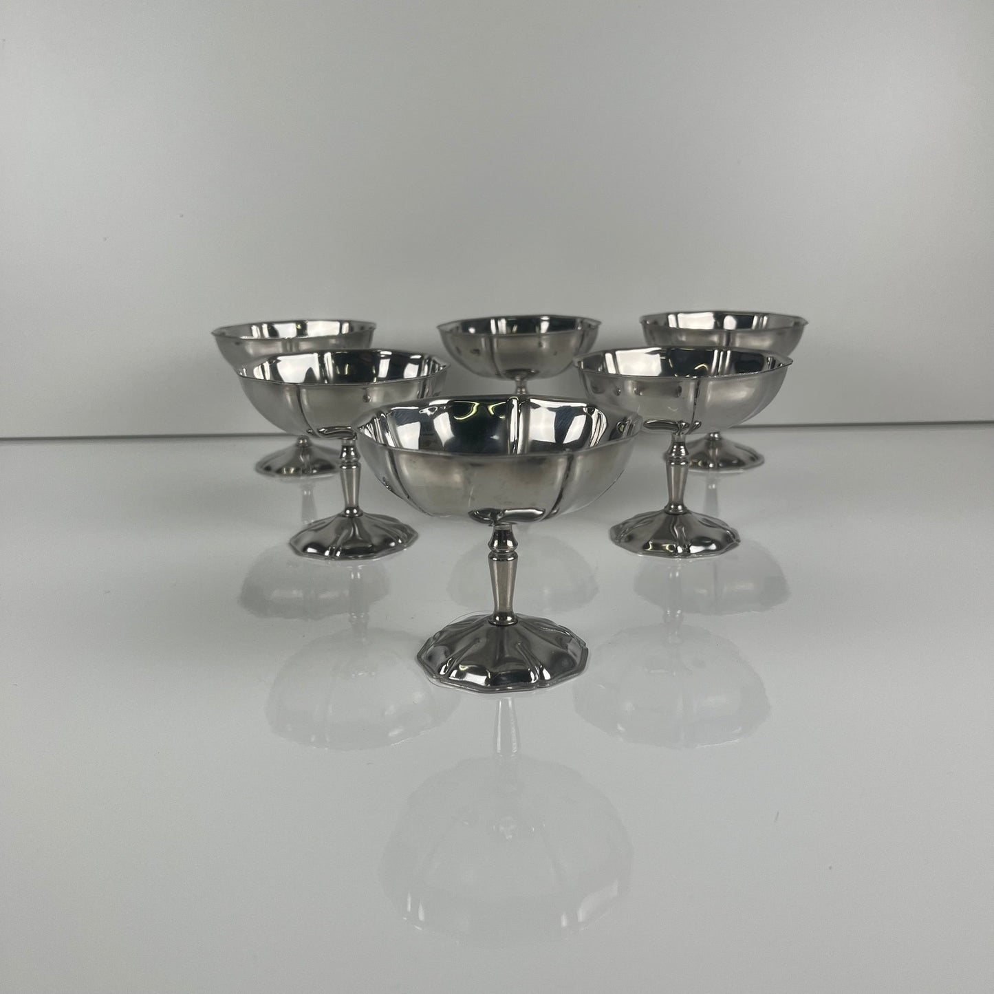 Set of 6 metal ice cream cups, 1970