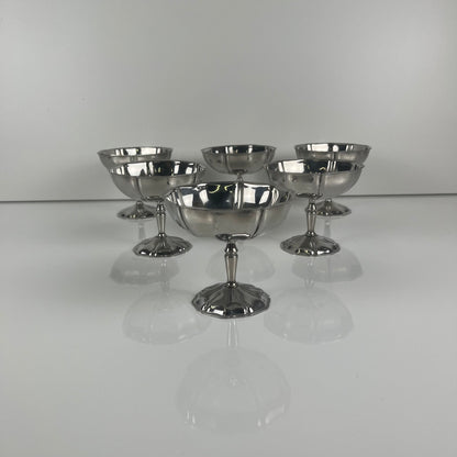 Set of 6 metal ice cream cups, 1970