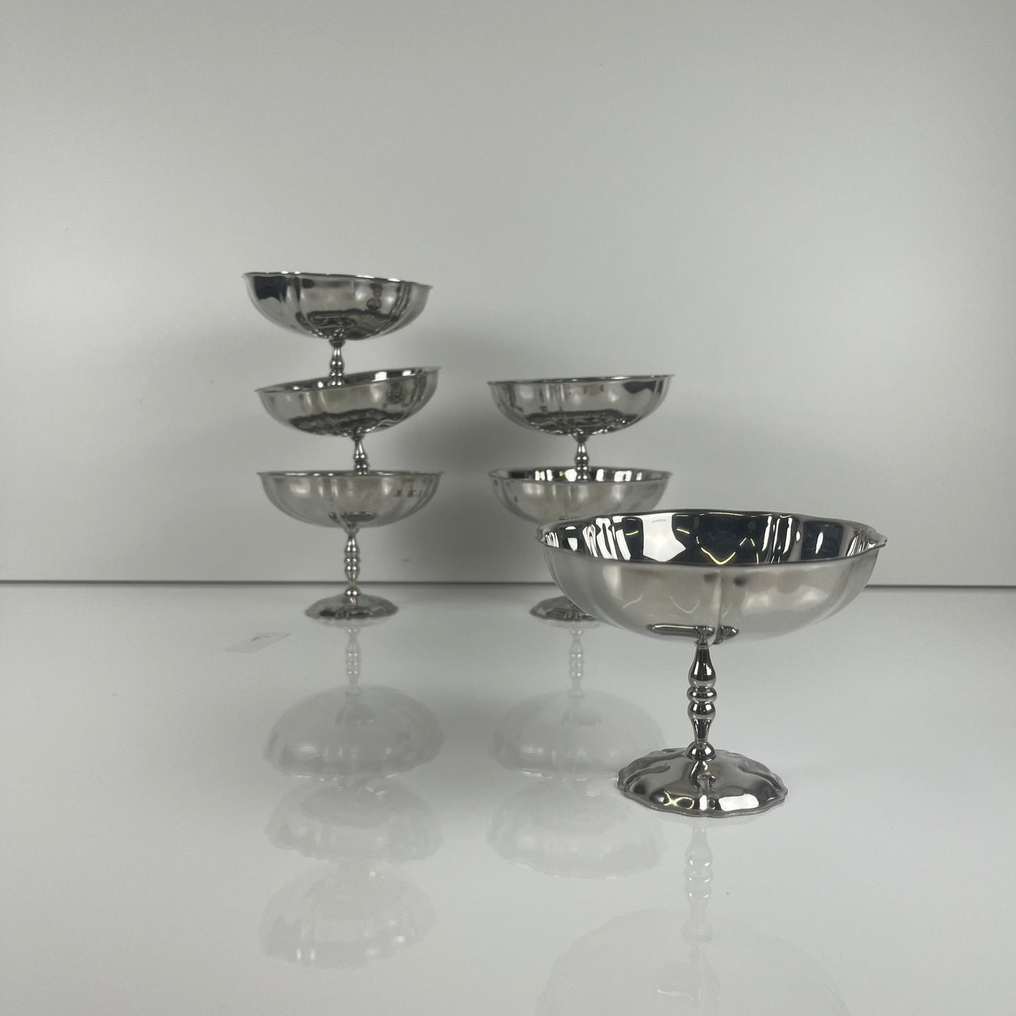 Set of 6 metal ice cream cups, 1970