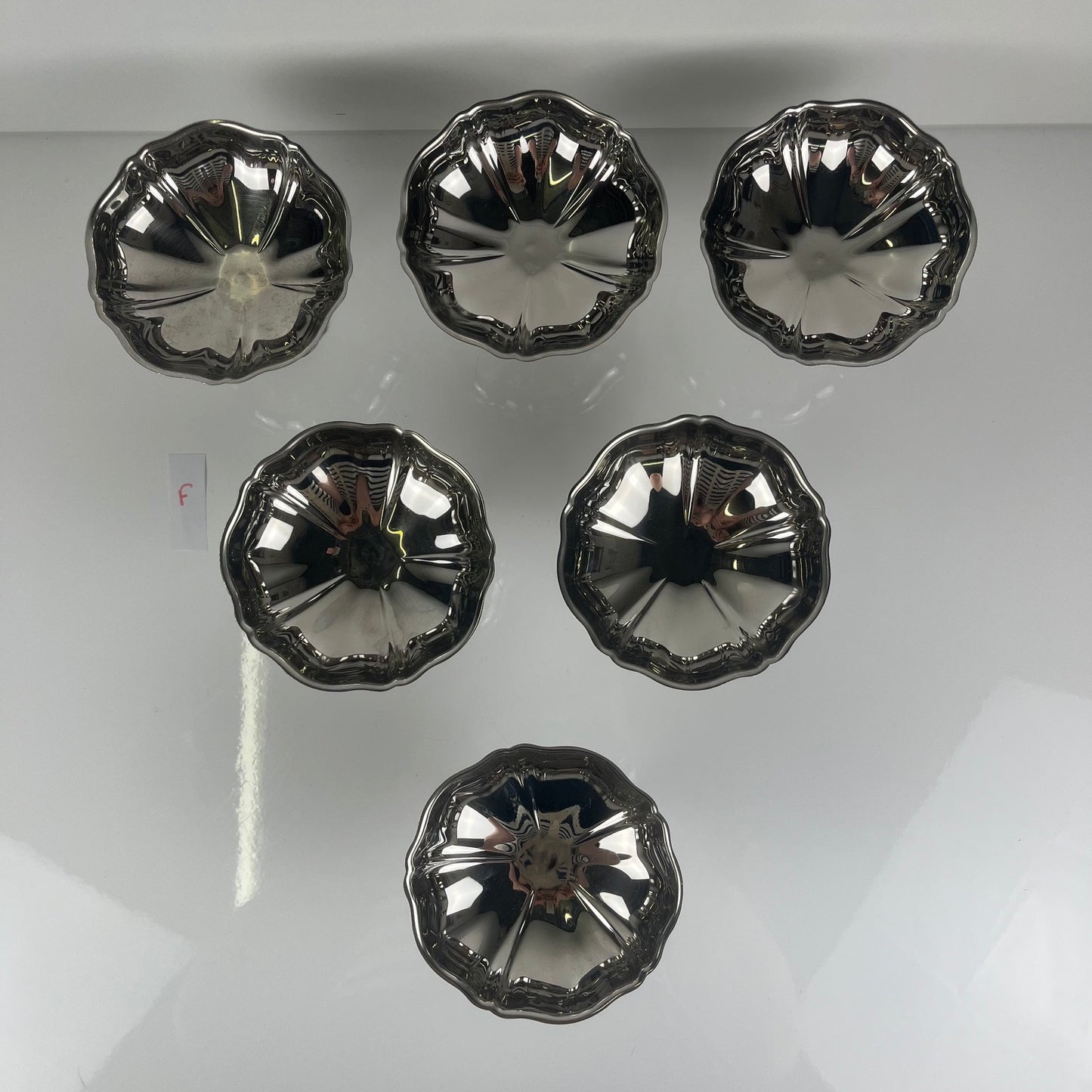 Set of 6 metal ice cream cups, 1970