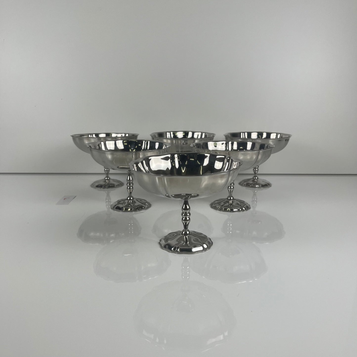 Set of 6 metal ice cream cups, 1970