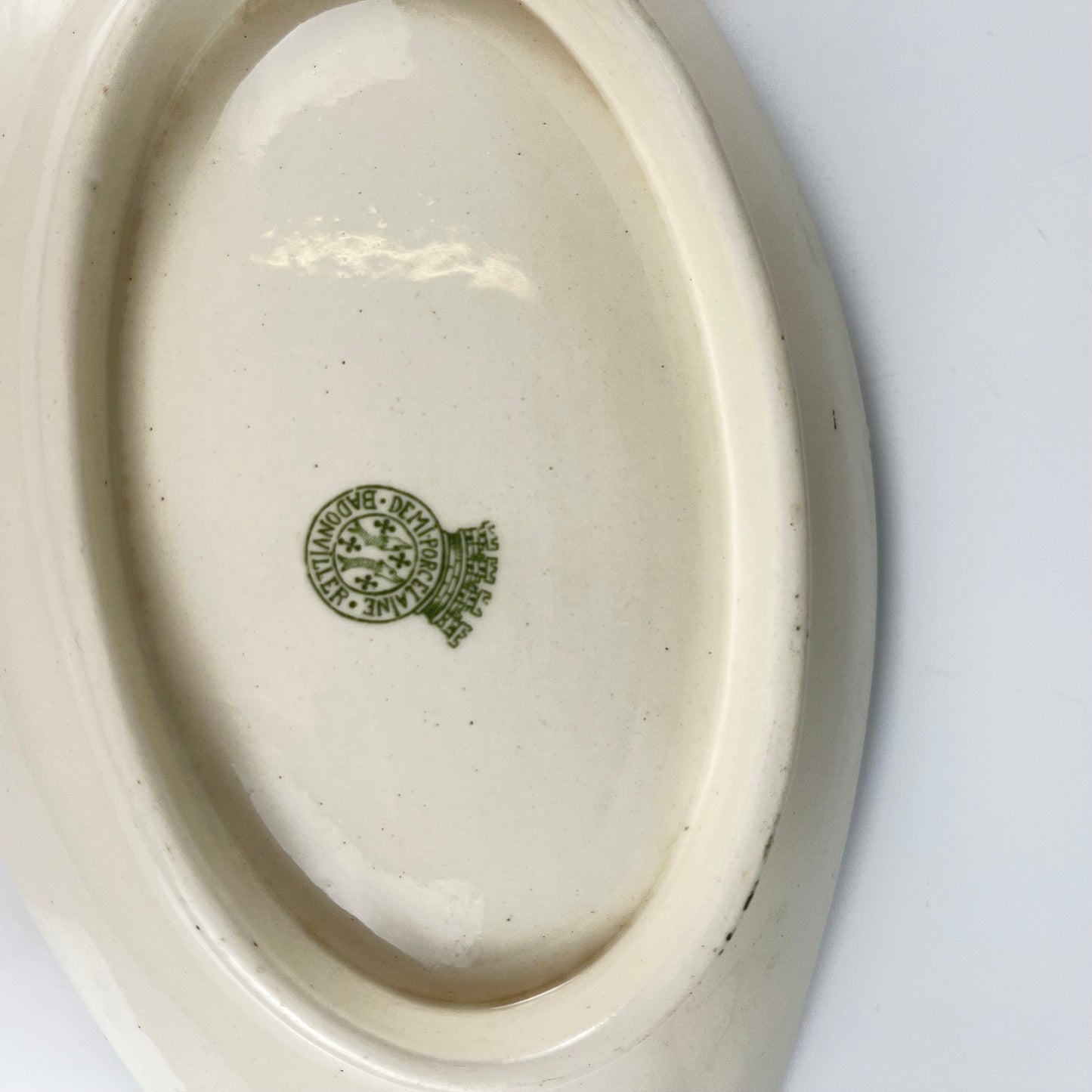 Ravier Badonviller "Trèfle" (Clover) pattern green, First half of the 20th century