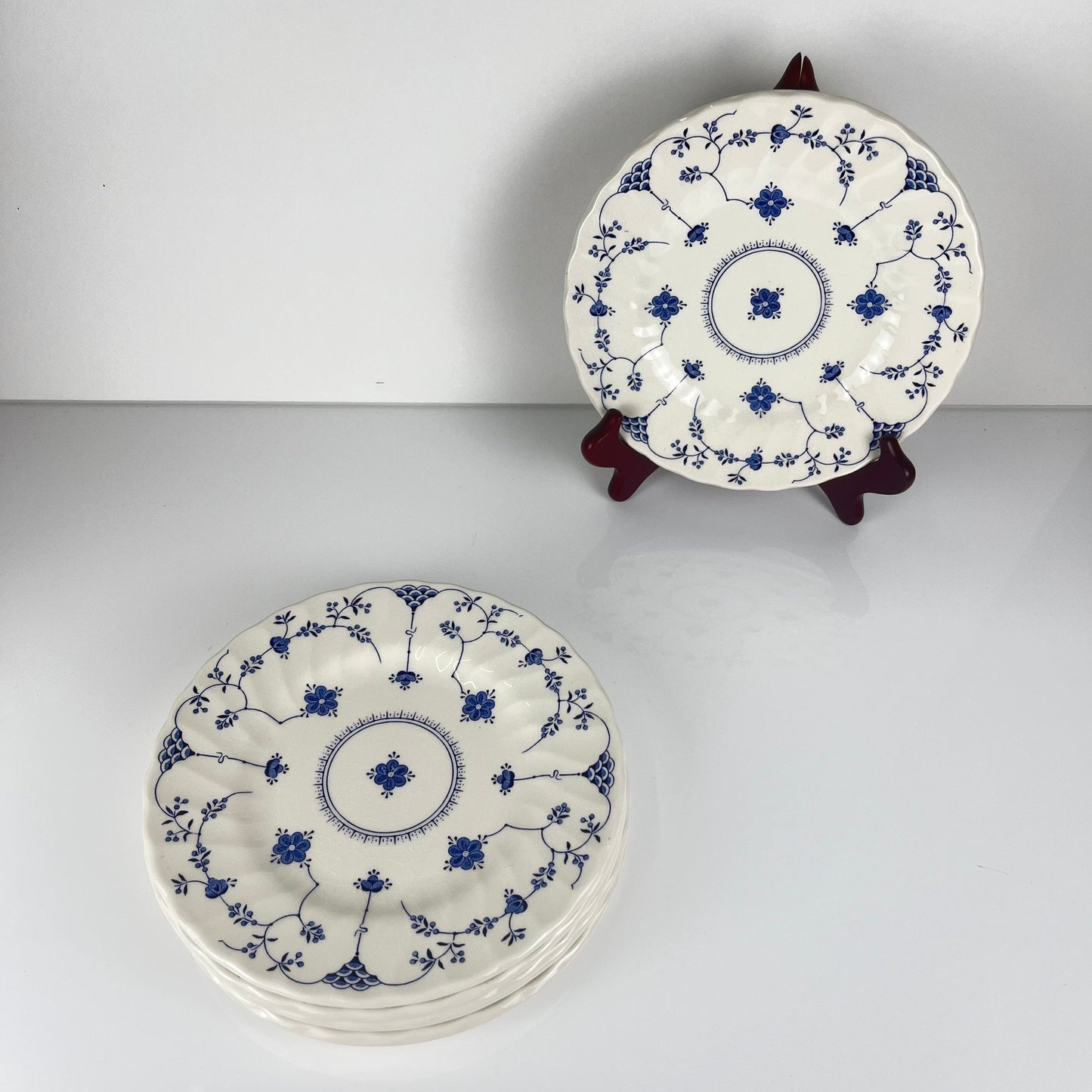 Set of 6 Myott Meakin dessert plates, England, blue
