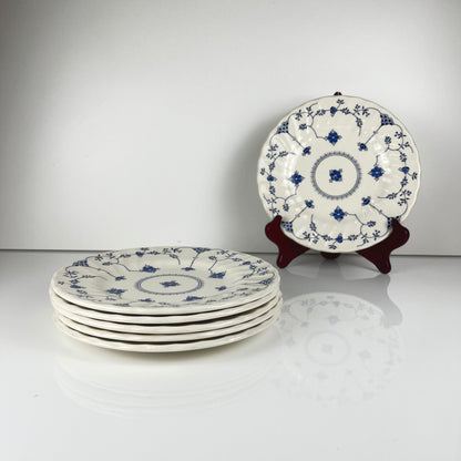 Set of 6 Myott Meakin dessert plates, England, blue