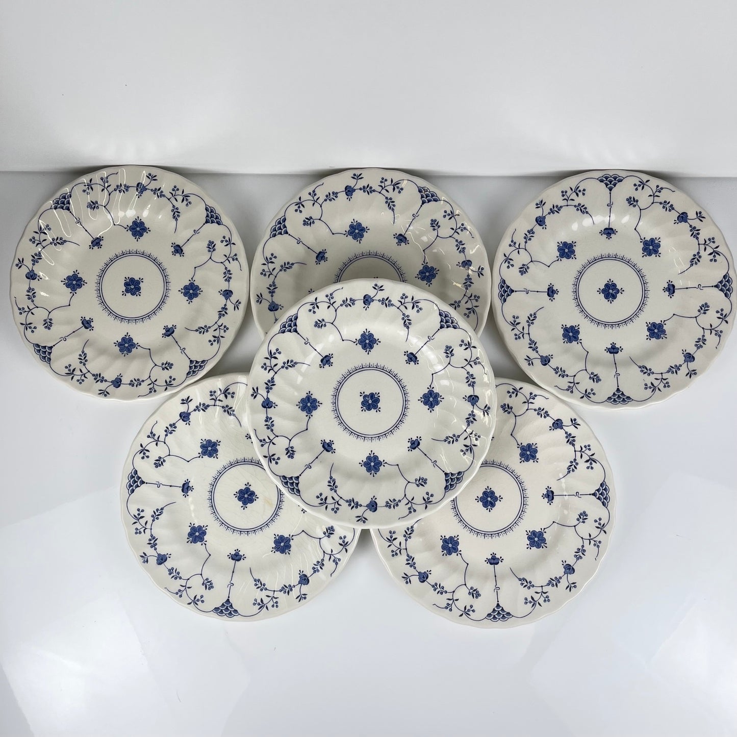 Set of 6 Myott Meakin dessert plates, England, blue