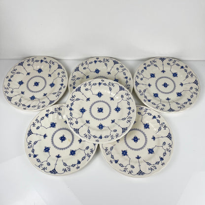 Set of 6 Myott Meakin dessert plates, England, blue