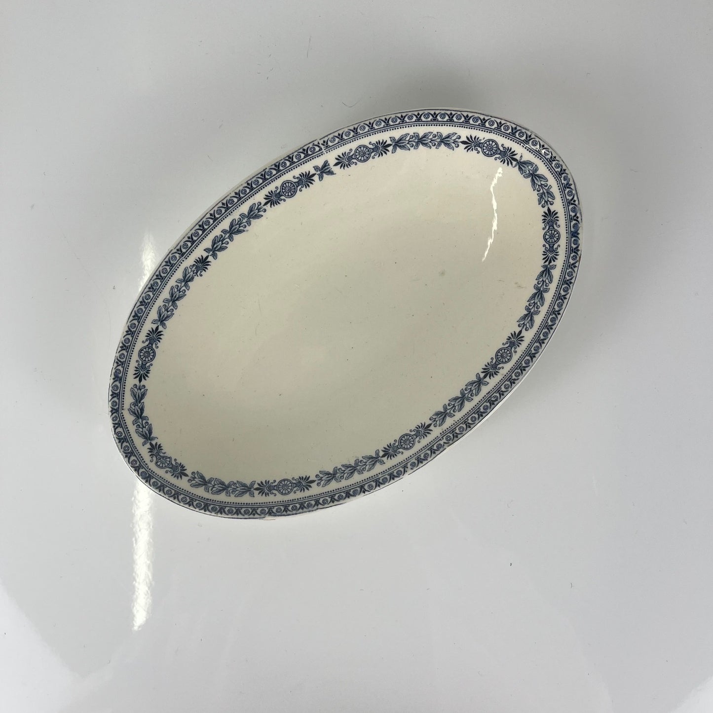 Ironstone relish dish BFK (Boch Frères Keramis), "Sévigné" model, Belgium, Early 20th century
