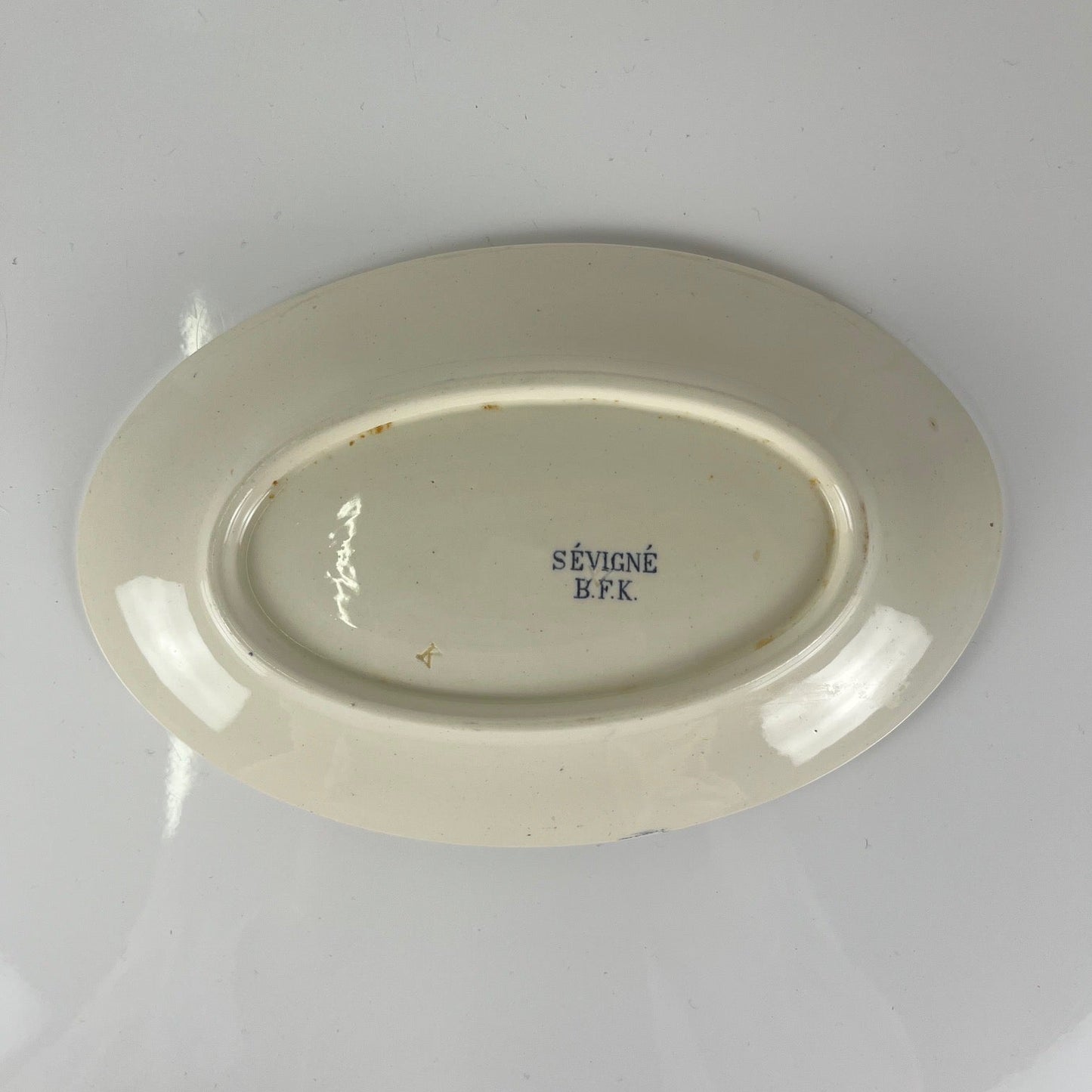 Ironstone relish dish BFK (Boch Frères Keramis), "Sévigné" model, Belgium, Early 20th century