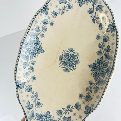 Dish, "Estrées" pattern, by U&C Sarreguemines, blue, 1900